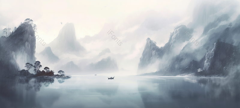 新中式水墨风山水手绘背景图,插画/手绘图,插画/手绘图库,插画/手绘图下载,插画/手绘